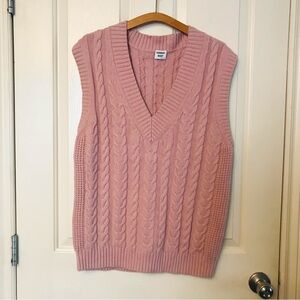 Aritzia Sunday Best Pink Cable Knit Sweater Vest Merino Wool Size Medium